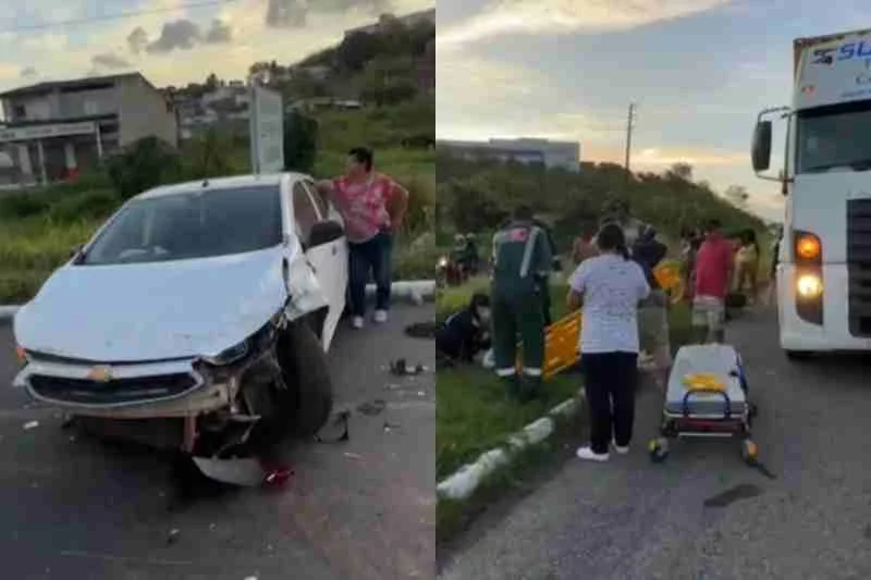 Caminhão perde freio em ladeira na BR-230 e atinge veículos em Santa Rita 2 acidente sta rita