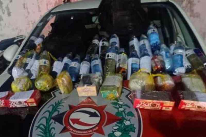 PM frustra entrega de drogas, álcool e celulares em presídio em CG 4 apreensao serrotao 2410