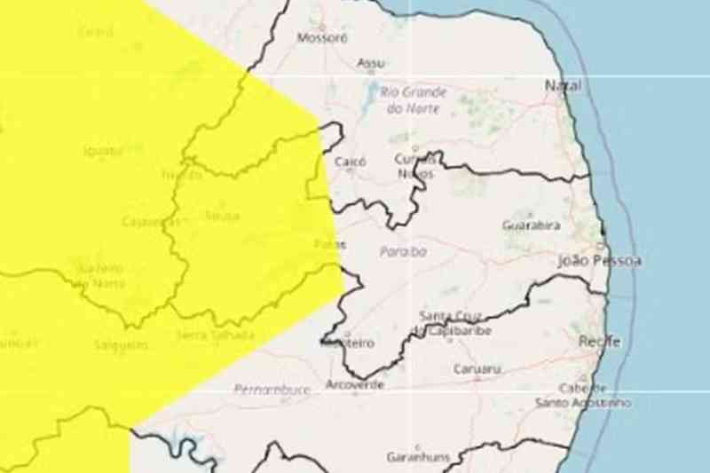 Inmet alerta para chuvas intensas em quase 80 cidades do Sertão da Paraíba 1 alerta inmet 030226