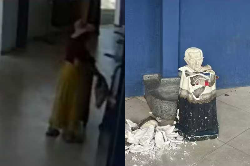 Turista argentina é presa após vandalizar estátua de Padre Cícero no Ceará 11 vandalismo padre cicero ceara