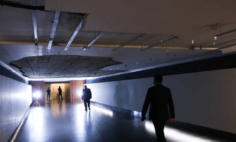 Parte do teto de túnel da Câmara desaba nesta quarta-feira (14) 1 teto tunel camara